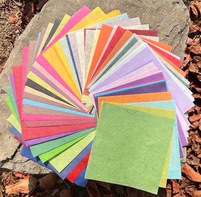 50 Colors 50 Sheets 6 x 6 Inches Natural Fiber Mulberry Tree Square Origami - Image 8