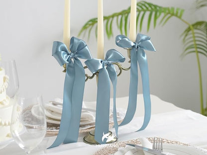 HUIHUANG Blue Satin Ribbon 1-1/2 inch x 100 Yards Dusty Blue Double-Faced Satin - Image 5