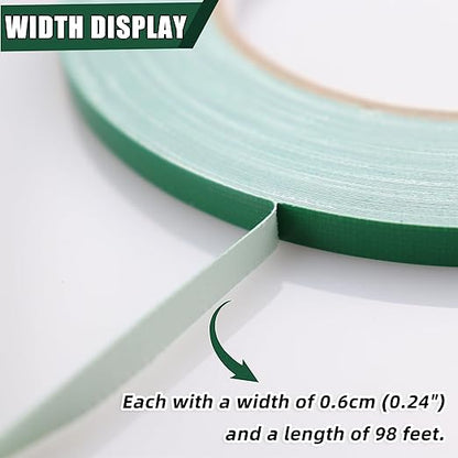 4 PCS Green Floral Tape, 0.25" Flower Stem Wrap Tapes, Waterproof Florist Tape - Image 2