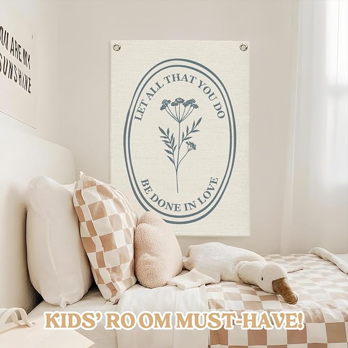Christian Wall Art，Positive Affirmations Flower Wall Decor Banner，Let All That - Image 5