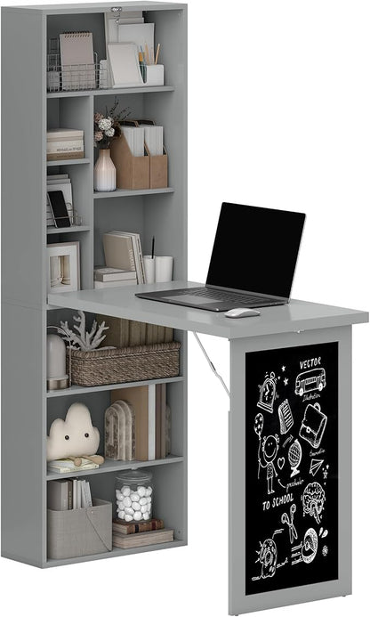 HOMCOM Fold-Out Convertible Writing Table, Wall Mount Desk Cabinet by HOMCOM