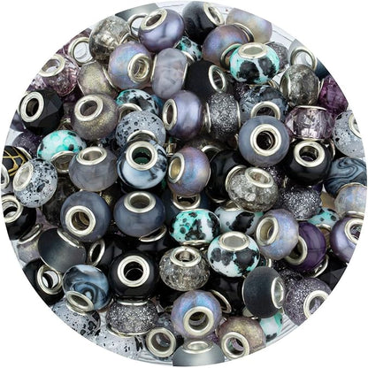 LAIDANLA Black Mix Large Hole Beads, Acrylic Loose Beads by LAIDANLA