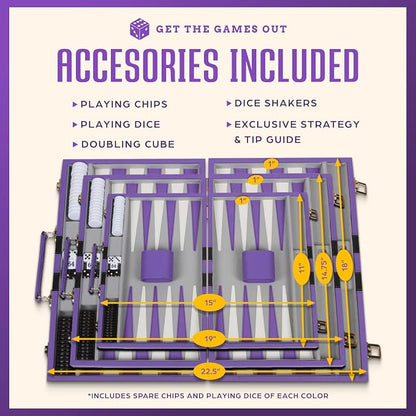Get The Games Out Backgammon Set, Classic Board Game Case, 2 Players, Includes - Image 5