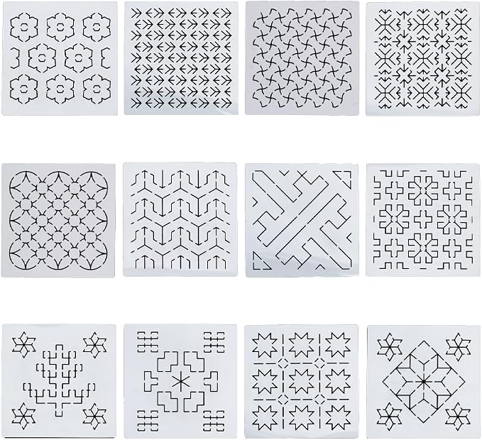 FREEBLOSS Sashiko PET Stencils by FreeandCreativeCraftsArt