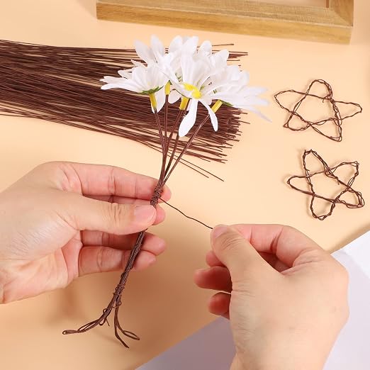 200 Pcs Floral Wire 26 Gauge Crafts Wire Florist Flower Wire Stems Brown Floral - Image 4