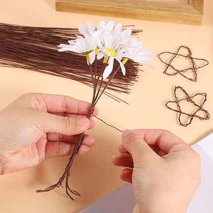 200 Pcs Floral Wire 26 Gauge Crafts Wire Florist Flower Wire Stems Brown Floral - Image 4