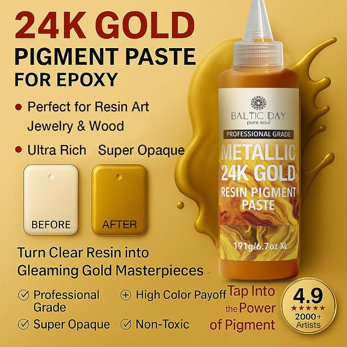 Metallic 24K Gold Epoxy Resin Pigment Paste XL – Opaque Epoxy Dye & High - Image 4