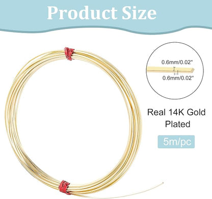 BENECREAT 22Gague 16.4 Feet Real 14K Gold Plated Square Brass Wire, Light Gold - Image 2