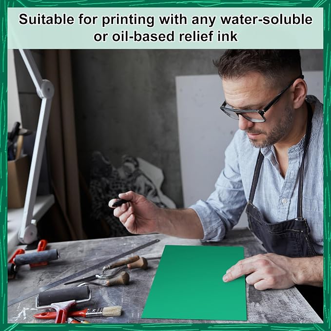 Yeaqee 8 Pcs 8 x 10 Inch Linoleum Block Rubber Carving Block Soft Linocut - Image 5