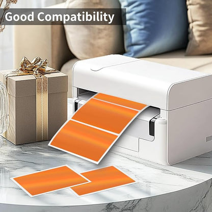 2" x 3" Holographic Thermal Label Stickers Orange, Printable Rainbow Glitter - Image 3