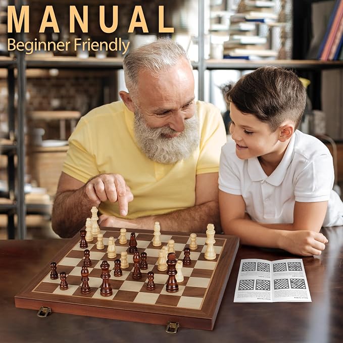 Magnetic Wooden Chess Set, Portable Travel Chess Set - Image 7