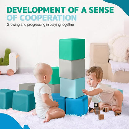 Foam Building Blocks for Kids: 12-Pieces PU Leather Colorful Foam Blocks - Image 6