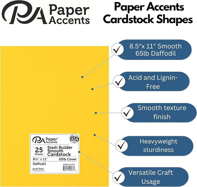 Accent Design Paper Accents Stash Builder Cardstock 8.5" x 11" Daffodil - Image 2