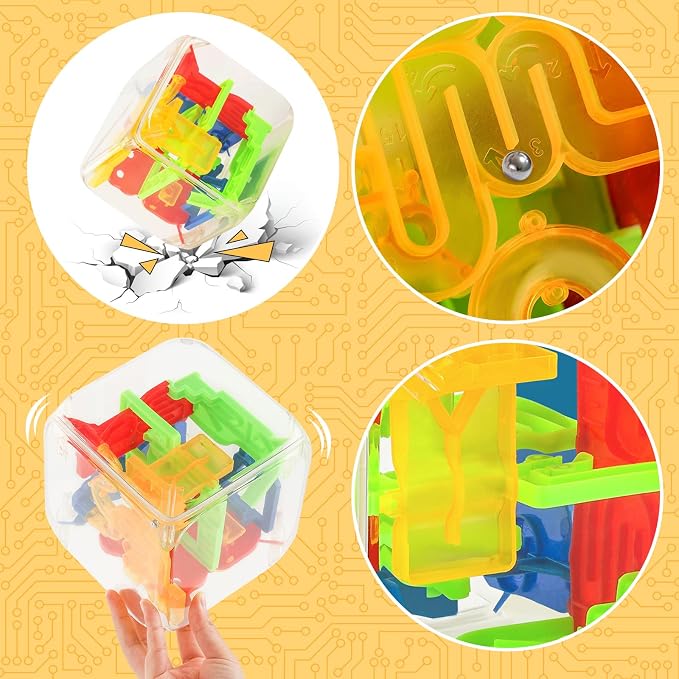 3 otters 3D Puzzle Maze Cube, 72 Obstacles Puzzle Cube Interactive Maze Game - Image 4