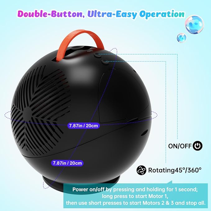 Bubble Machine for Kids Toddlers, 45°/360° Auto Rotatable Spherical Bubble - Image 3