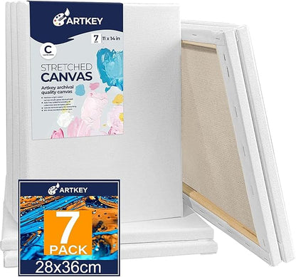 Stretched Canvases for Painting 11x14 Inch 7-Pack, 10 oz Triple Primed by Artkey