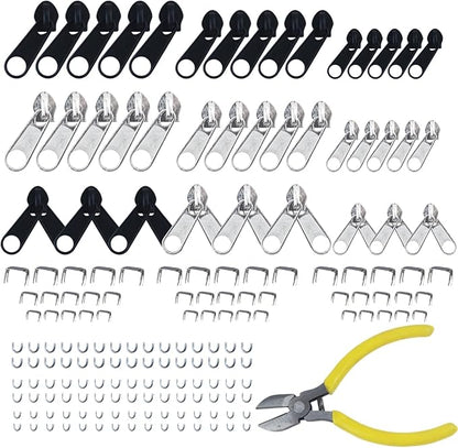 175 Pcs Zipper Repair Kit Sewing Change Zipper Needle-Nose Pliers Silver Black by Naturahand