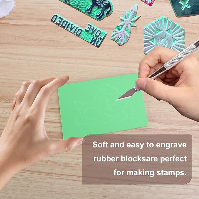 KUKLIPJIM 25 Pcs 4x6" Rubber Linoleum Stamp Carving Blocks - Image 4