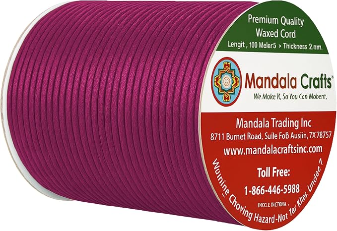 Mandala Crafts 2mm 109 Yards Dark Violet Cotton Waxed Cord - Image 2