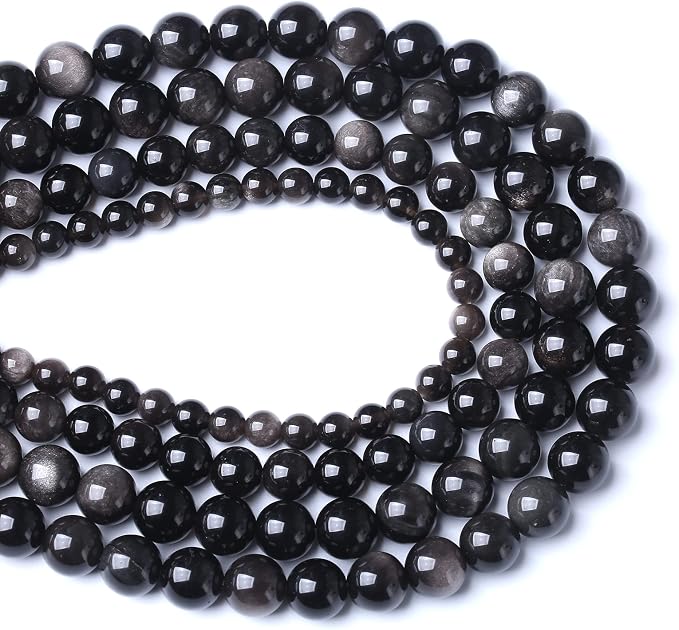 45pcs 8mm AAA Natural Obsidian Stone Beads Gemstone Round Loose Beads - Image 2