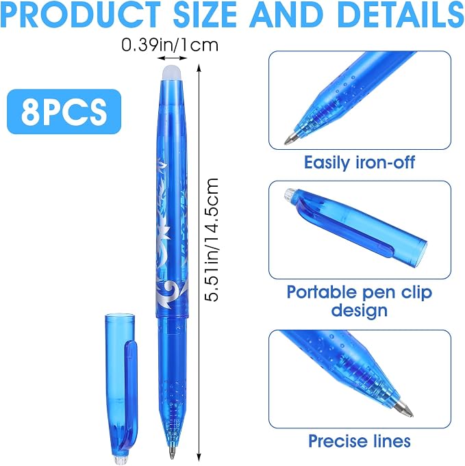 12pcs Heat Erasable Pens for Fabric, Fabric Marking Pens Fabrics Markers No - Image 2