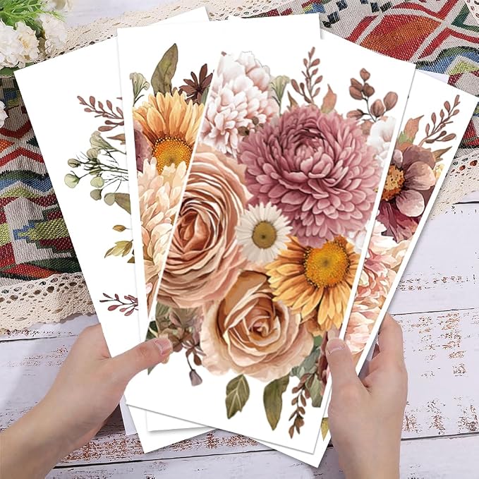 GLOBLELAND 4 Sheets Pink Vintage Bouquet Rub on Transfer - Image 3
