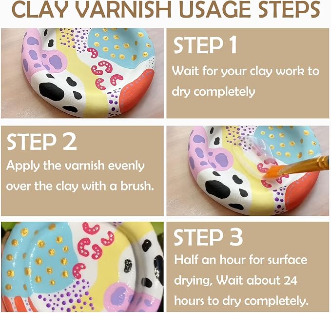 Air Dry Clay Glaze & Varnish 2-Pack - 100ml Each - Image 4