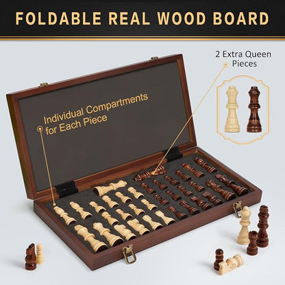 Magnetic Wooden Chess Set, Portable Travel Chess Set - Image 4