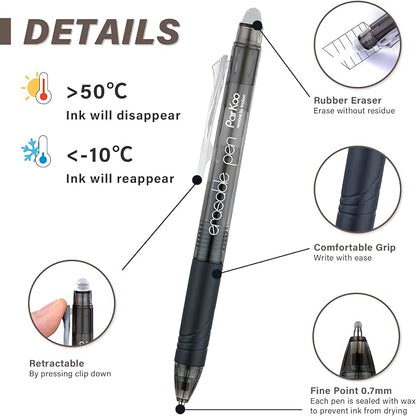 ParKoo Retractable Erasable Gel Pens Clicker Fine Point 0.7 mm, No Need - Image 2