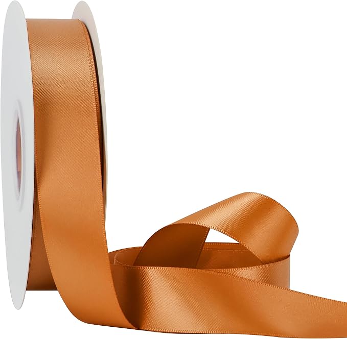 HUIHUANG Burnt Orange Ribbon 1 inch Double-Faced Satin Ribbon 50 Yards Orange - Image 2