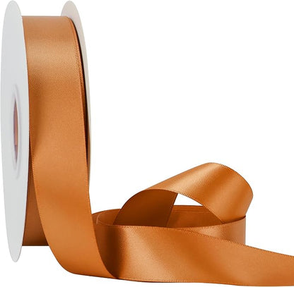 HUIHUANG Burnt Orange Ribbon 1 inch Double-Faced Satin Ribbon 50 Yards Orange - Image 2