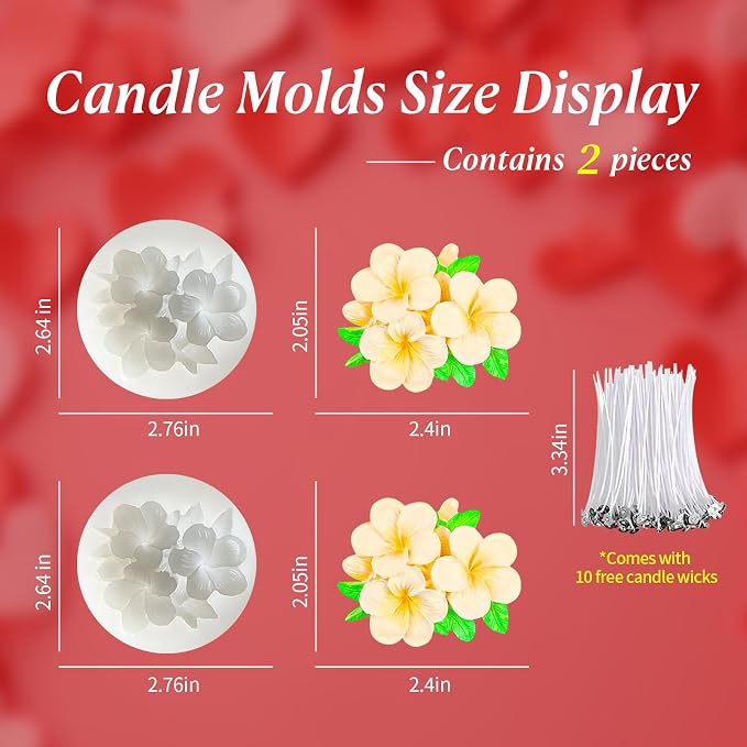 2Pcs Frangipani Flower Candle Wax molds Silicone Shapes - Image 3
