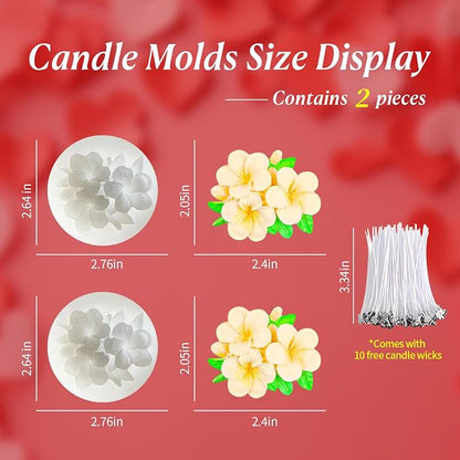 2Pcs Frangipani Flower Candle Wax molds Silicone Shapes - Image 3