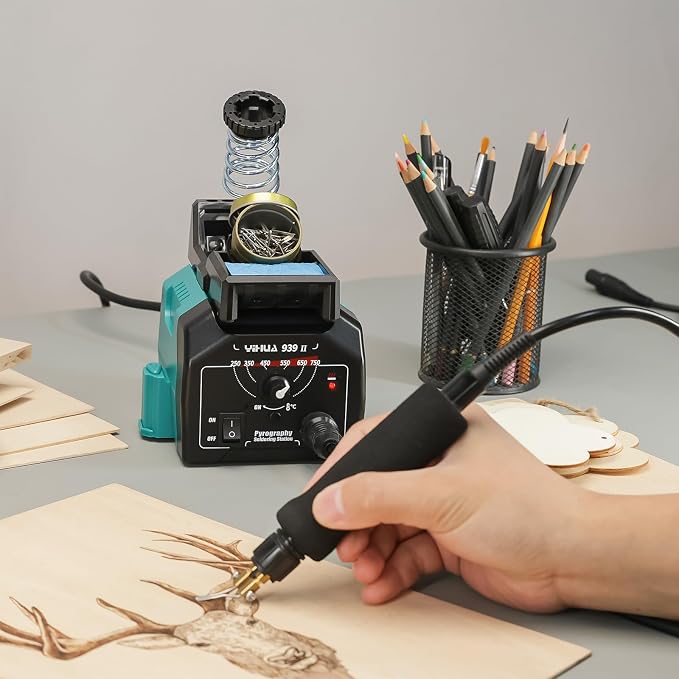 YIHUA 939-II Wood Burning Kit Station Pyrography pen 250~750℃/482~1382℉ - Image 9