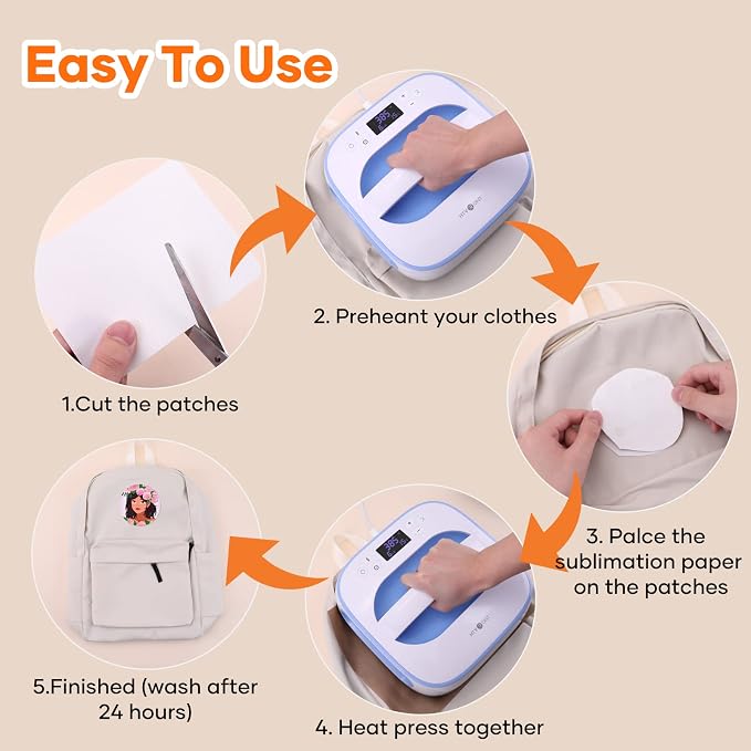 HTVRONT Iron on Patches for Clothing Repair, 20 Pieces White Sublimation Patch - Image 4