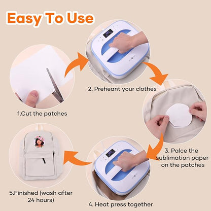 HTVRONT Iron on Patches for Clothing Repair, 20 Pieces White Sublimation Patch - Image 4