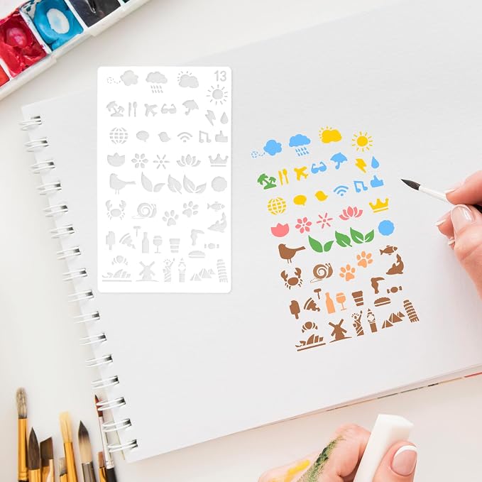 20Pcs Journal Stencils Set, Plastic Planner Journaling Stencils, DIY Drawing - Image 6