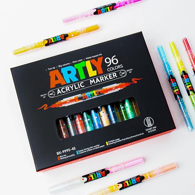 96 Colors Paint Markers, Dual-Color Acrylic Pens - Image 2
