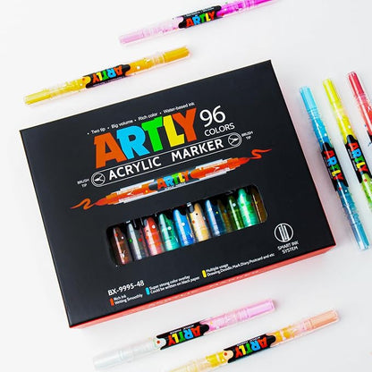 96 Colors Paint Markers, Dual-Color Acrylic Pens - Image 2