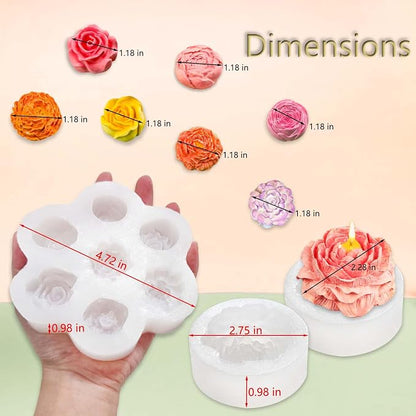 3 PCS Rose Flower Silicone Molds, Flower Candle Molds - Image 5