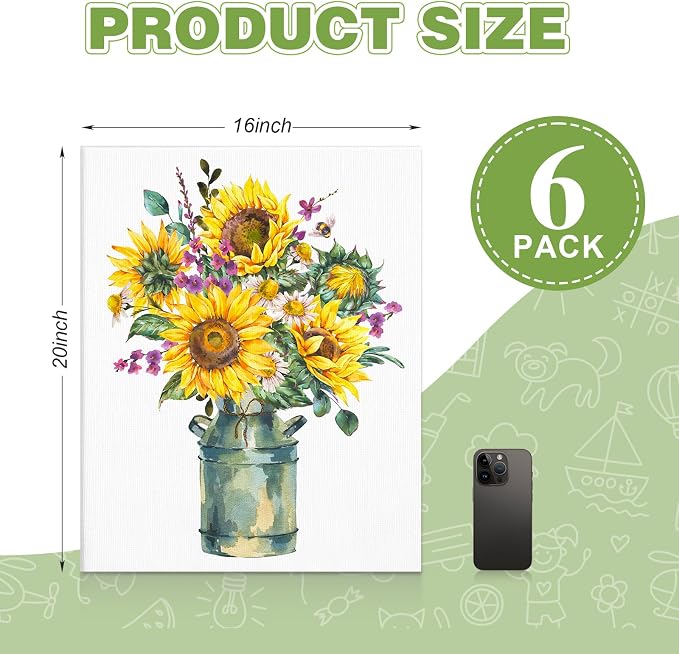 ESRICH Canvas for Painting 16x20 Inch, 6 Pack Canvas Boards for Painting Cotton - Image 2
