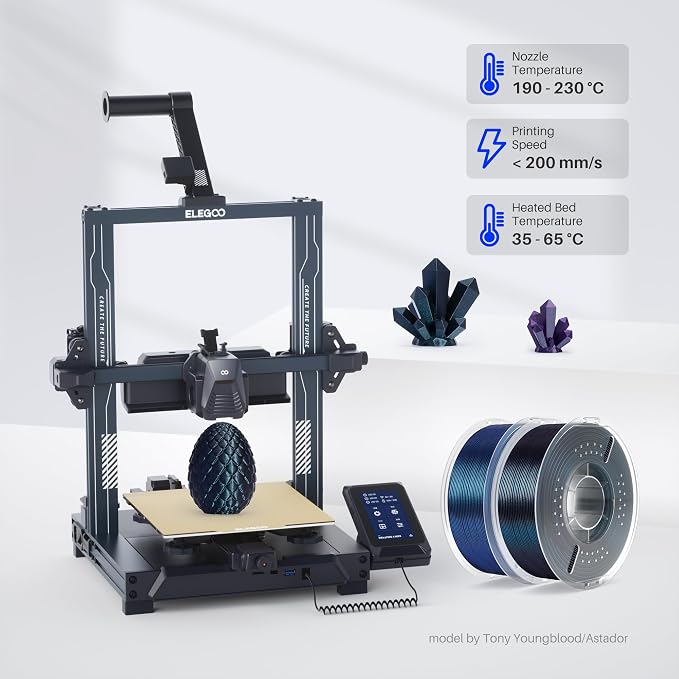 ELEGOO PLA Filament 1.75mm Galaxy Black 1KG, Shiny 3D Printer Filament - Image 5