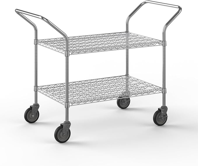 24" W x 36" L x 36" H Chrome Heavy Duty Utility Cart | 2-Tier | NSF Commercial by Regal+Altair