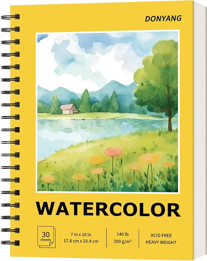 7"x10" Watercolor Paper Pad, 30 Sheets Watercolor Paper, 140lb/300gsm Spiral by Donyang