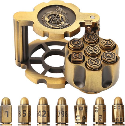 Bullet Dice, Revolver Bullet Metal Dice Set by diceevil