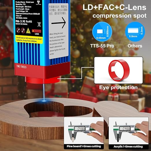 TTS-55 PRO 5500mW Laser Engraver Machine Laser Cutter Laser Cutting Engraving - Image 2