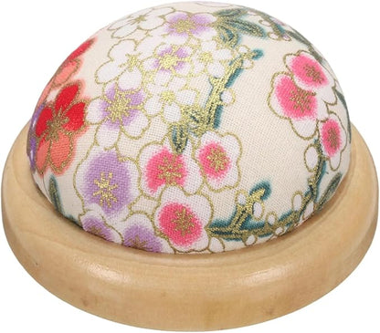 HARFINGTON Pin Cushion Wooden Base Japanese Style Round Pincushion Needle Holder by HARFINGTON