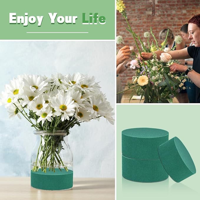 4Pcs Floral Foam Round SUPKING 3.2" Small Green Wet Dry Flower Foam Blocks - Image 4
