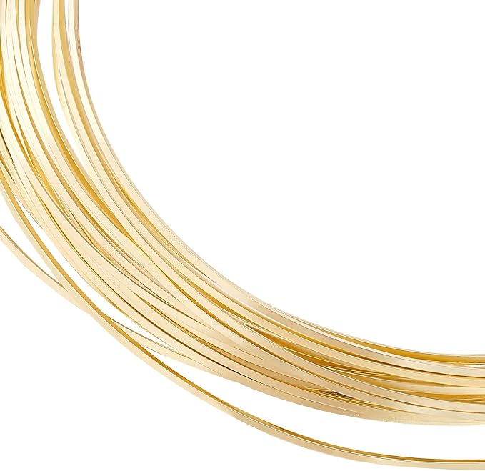 BENECREAT 22Gague 16.4 Feet Real 14K Gold Plated Square Brass Wire, Light Gold by BENECREAT