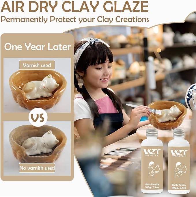 Air Dry Clay Glaze & Varnish 2-Pack - 100ml Each - Image 3
